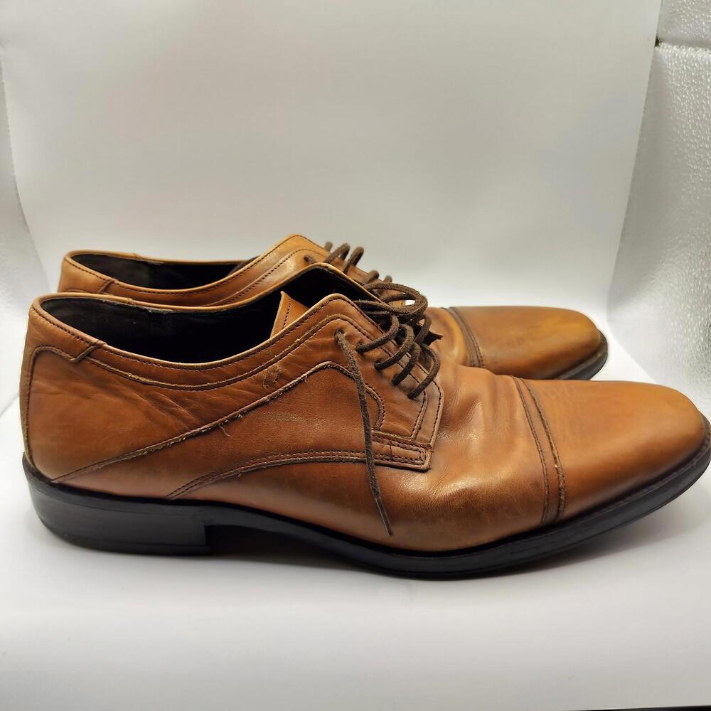 Johnston & Murphy 20-3912 Carlson Plain Toe Mens 11M Oak Calfskin New open Box
